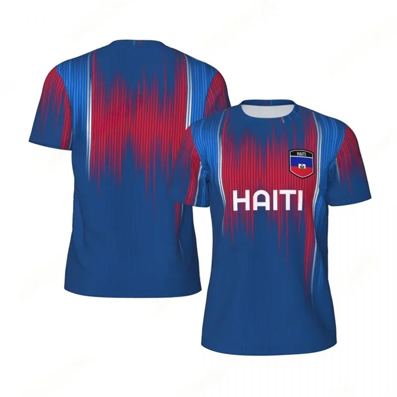 Haiti Flag Football T-shirt for Men 3D Printed Jersey
