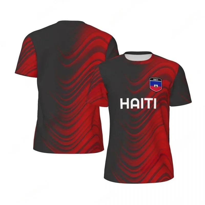 Haiti Flag Football T-shirt for Men 3D Printed Jersey