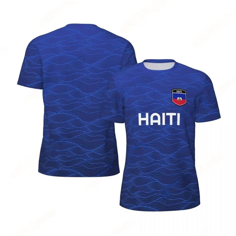 Haiti Flag Football T-shirt for Men 3D Printed Jersey