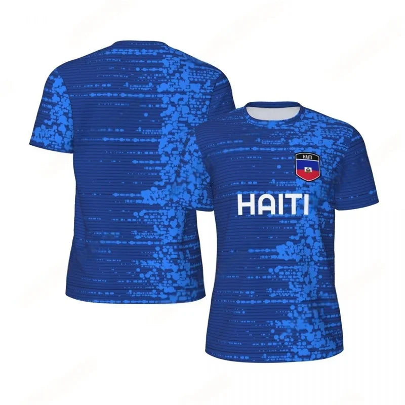 Haiti Flag Football T-shirt for Men 3D Printed Jersey