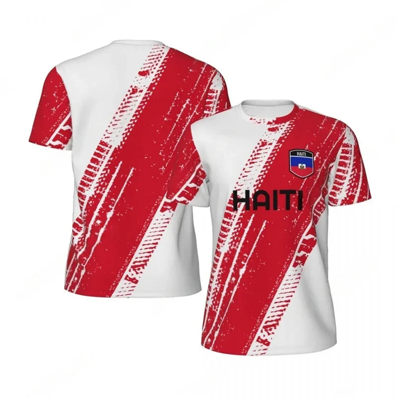 Haiti Flag Football T-shirt for Men 3D Printed Jersey