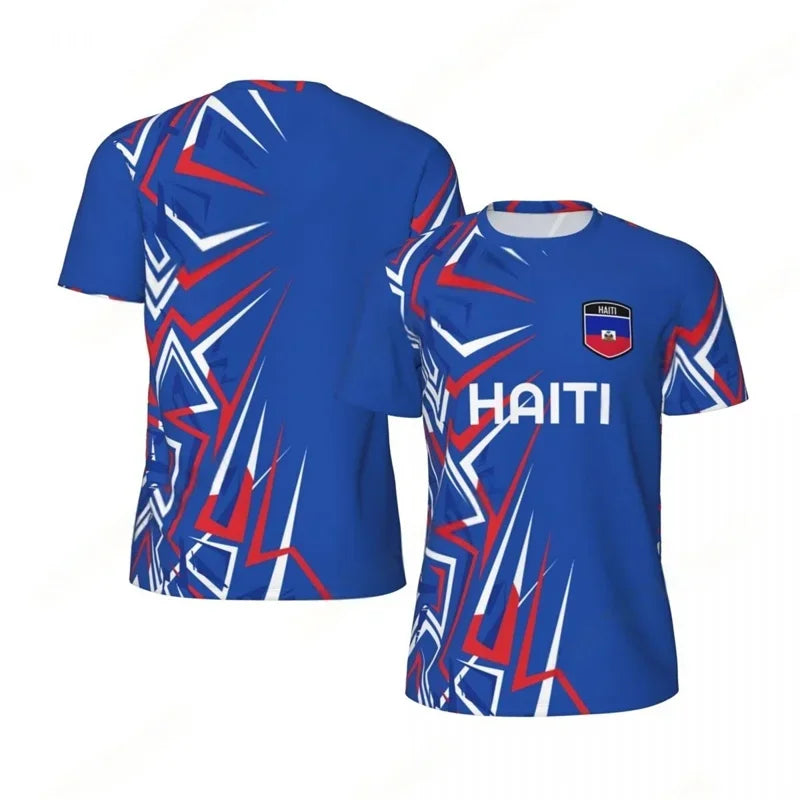 Haiti Flag Football T-shirt for Men 3D Printed Jersey