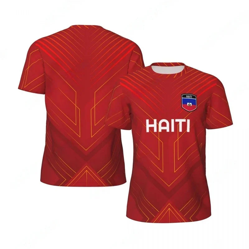 Haiti Flag Football T-shirt for Men 3D Printed Jersey