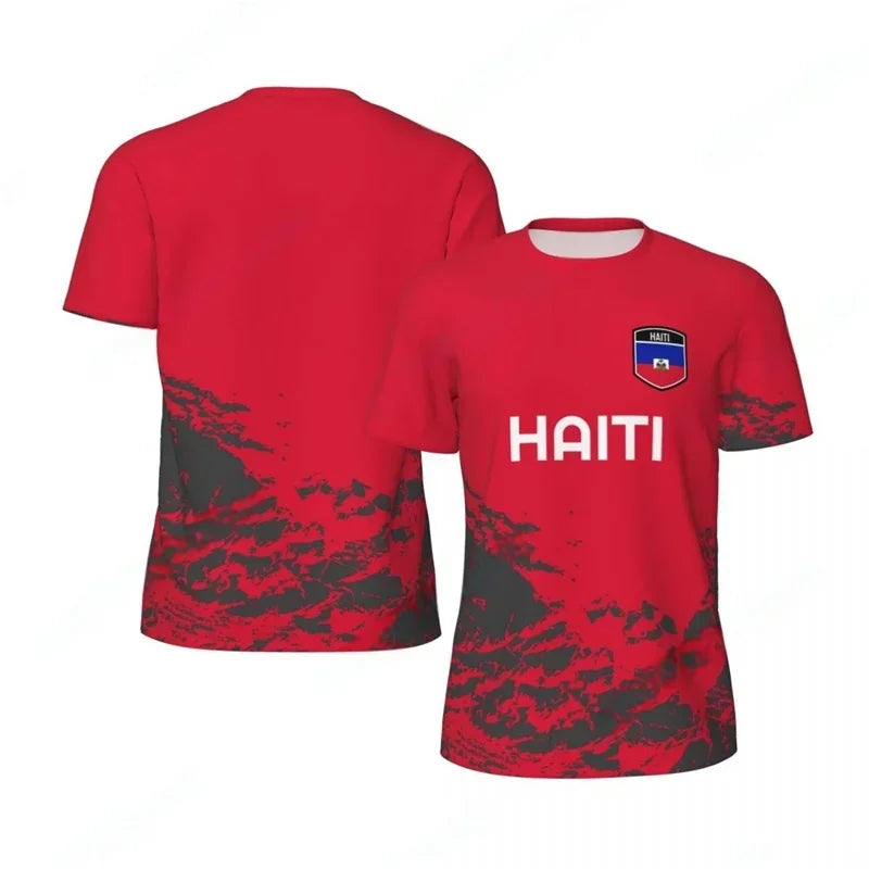 Haiti Flag Football T-shirt for Men 3D Printed Jersey