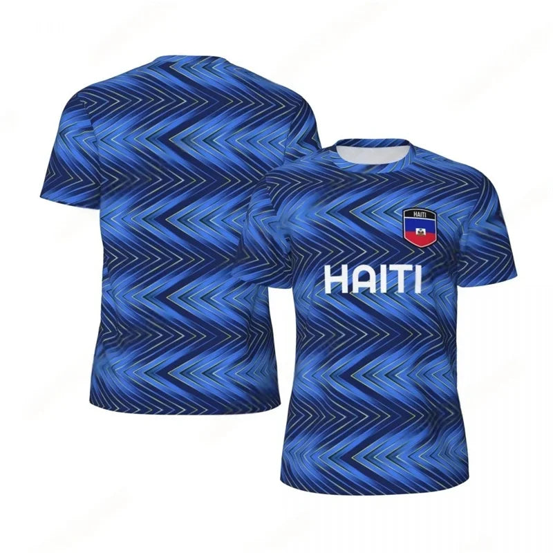 Haiti Flag Football T-shirt for Men 3D Printed Jersey