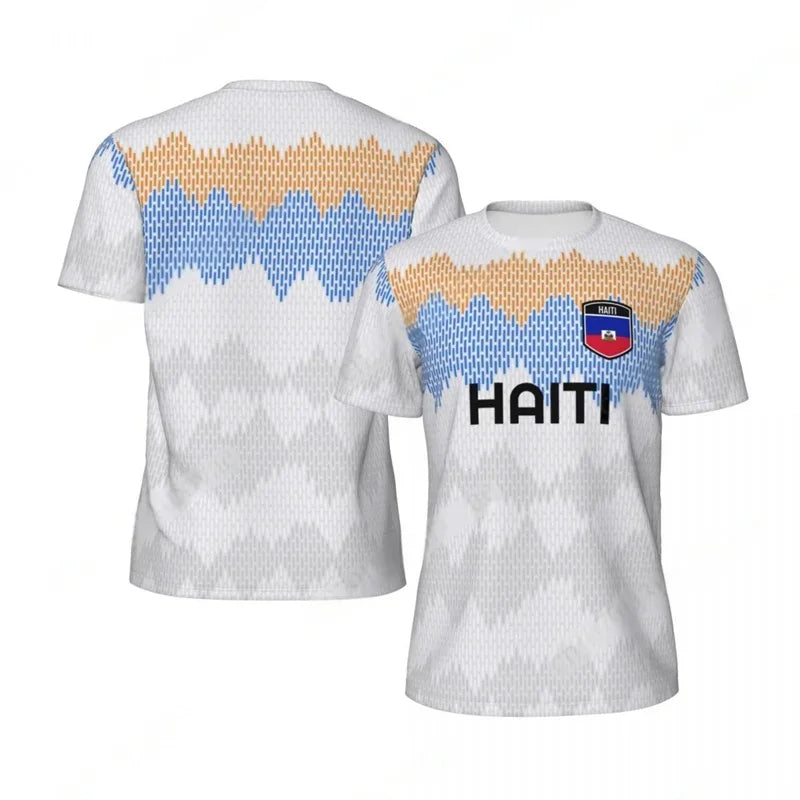 Haiti Flag Football T-shirt for Men 3D Printed Jersey