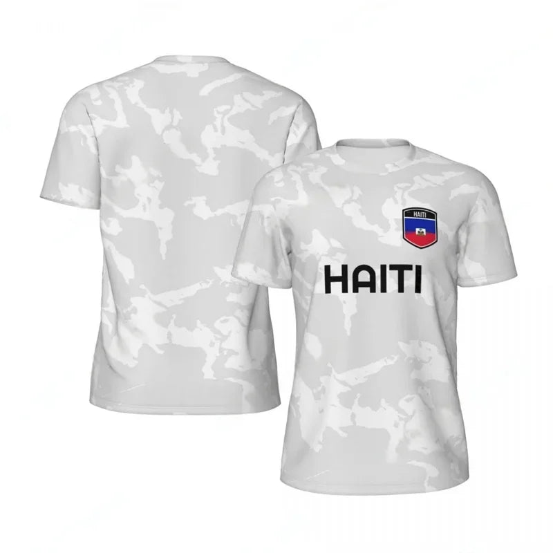 Haiti Flag Football T-shirt for Men 3D Printed Jersey